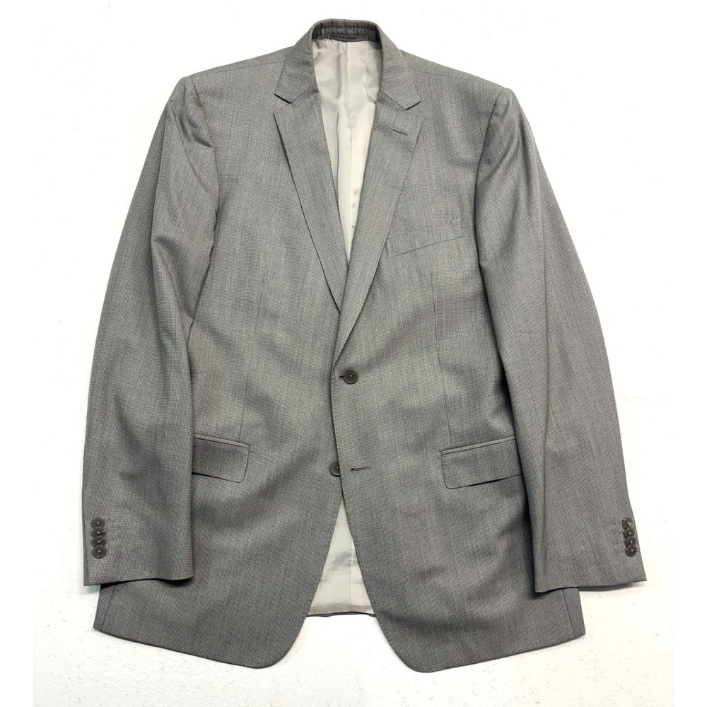 Z Zegna City IT 54L US 44L Gray Micro Check‎ Blazer Jacket Sport Suit Coat Wool